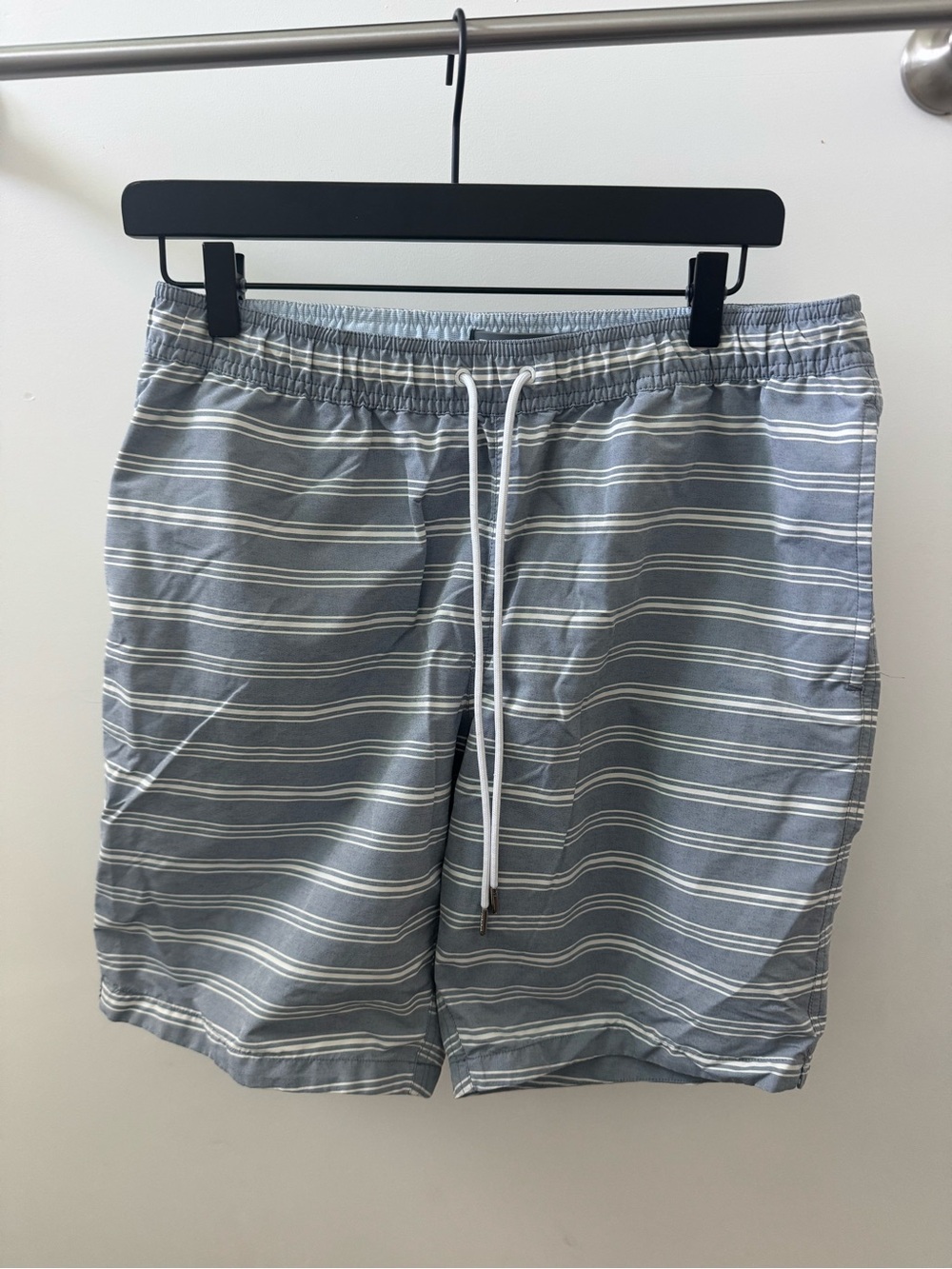 Bonobos Gray and White Striped Swim Trunks